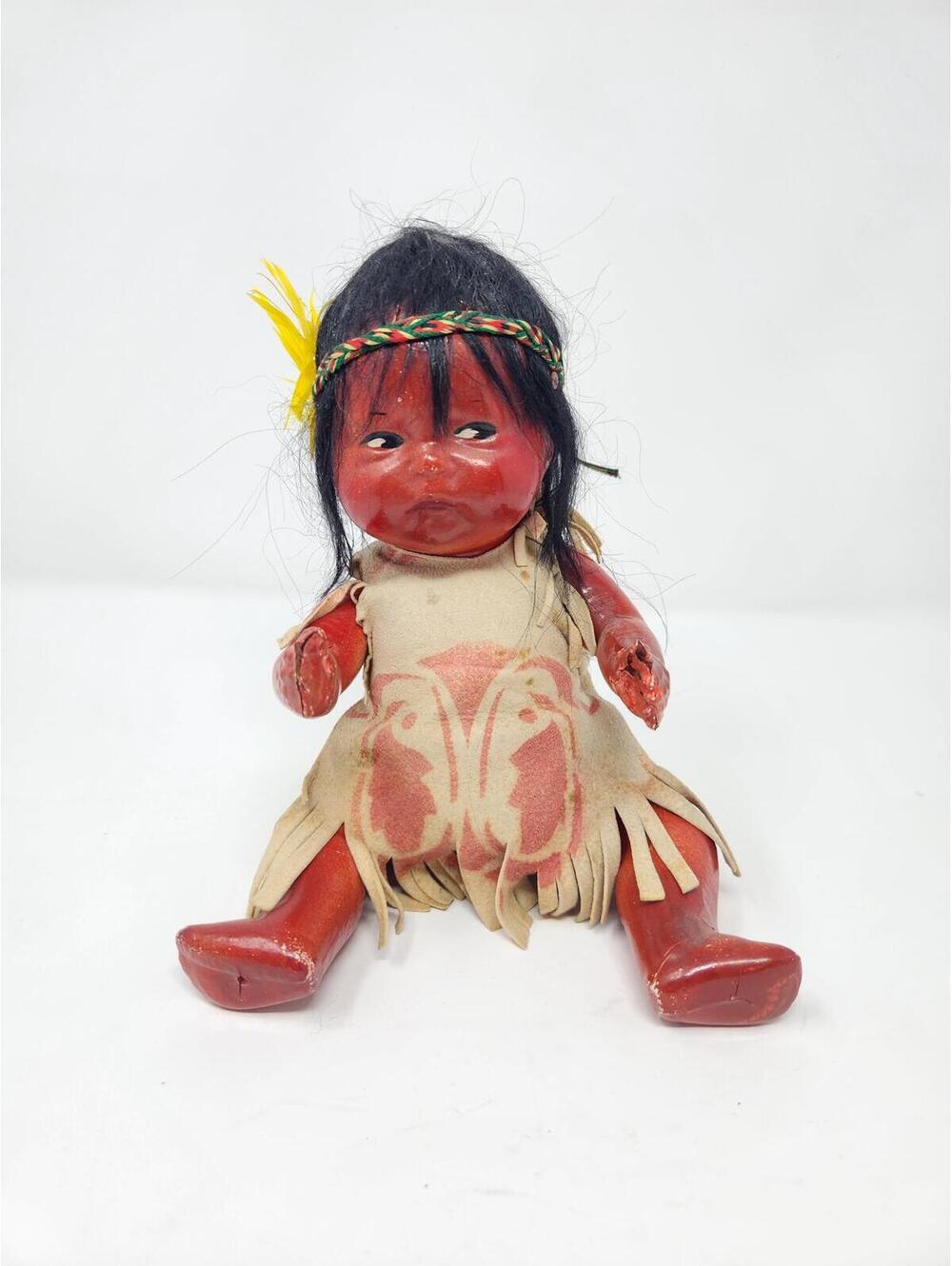 Vintage Composition Native American Style Doll 9 Inch Jointed